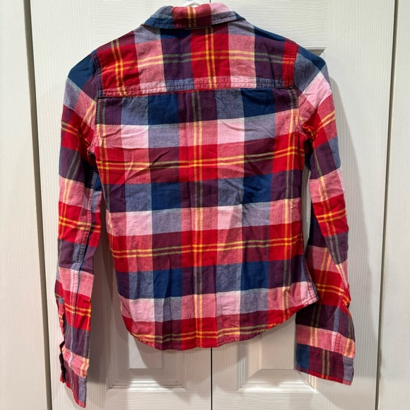ABERCROMBIE KIDS Girl’s Multicolor Long Sleeve Button Down Plaid Flannel -size M - Picture 4 of 4